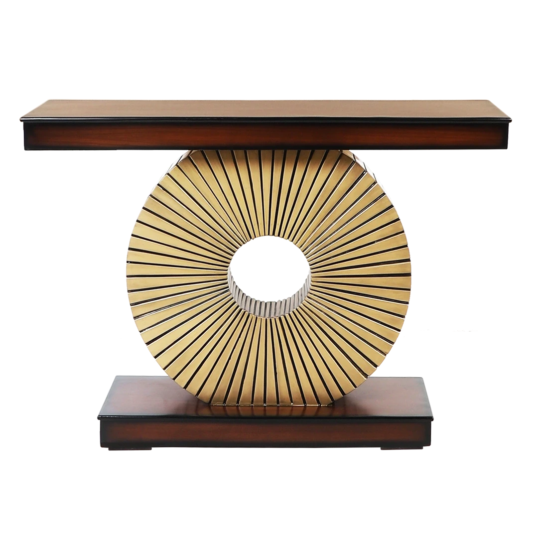 Goldark Solid Wood Console Table (Brown Gold)