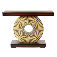 Goldark Solid Wood Console Table in Brown Gold color front view