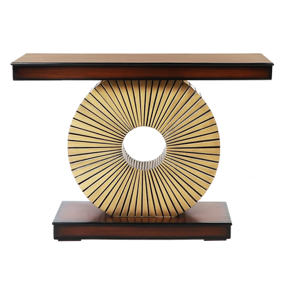Goldark Solid Wood Console Table in Brown Gold color front view
