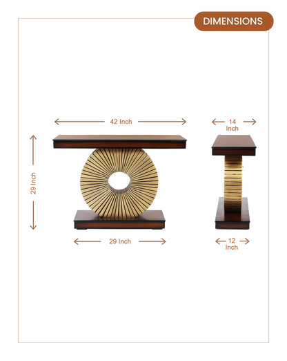 Goldark Solid Wood Console Table (Brown Gold)