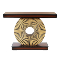 Goldark Solid Wood Console Table in Brown Gold color back view