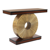 Goldark Solid Wood Console Table in Brown Gold color 45° side view