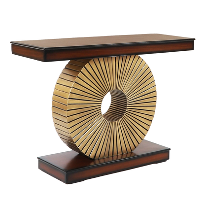 Goldark Solid Wood Console Table in Brown Gold color 45° side view
