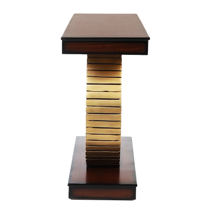 Goldark Solid Wood Console Table in Brown Gold color side view