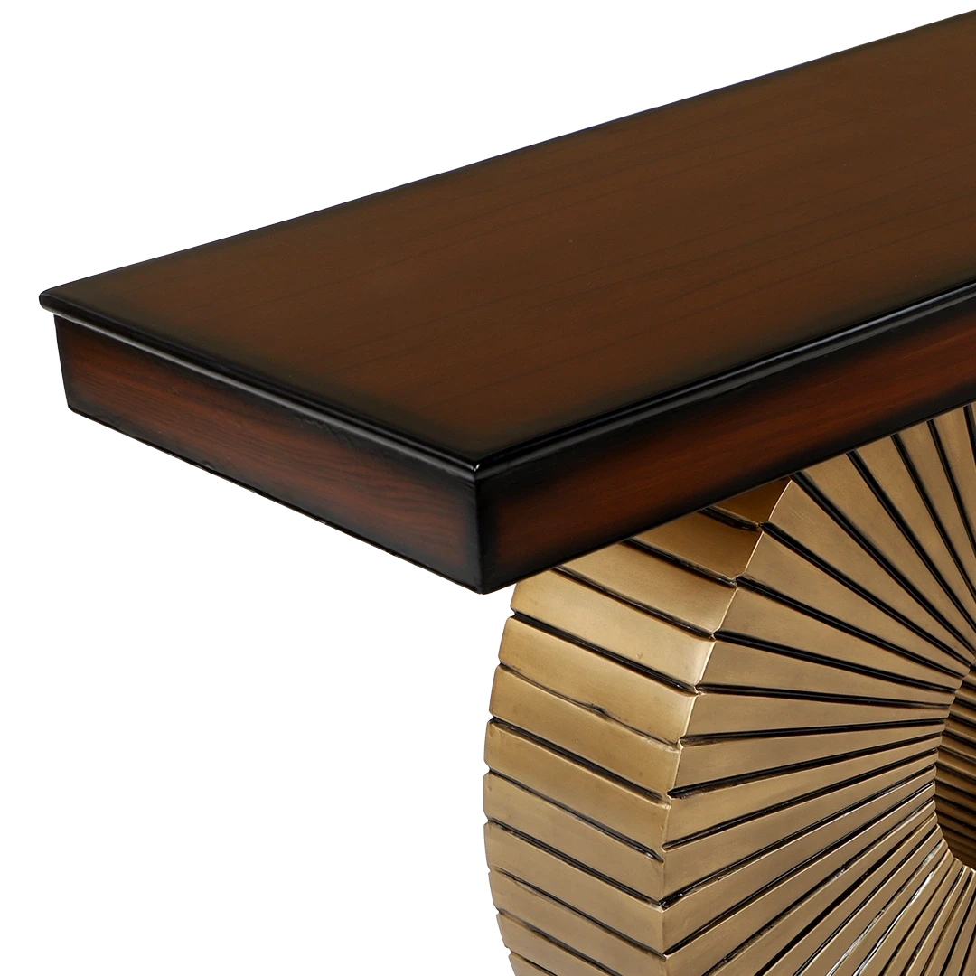 Goldark Solid Wood Console Table (Brown Gold)