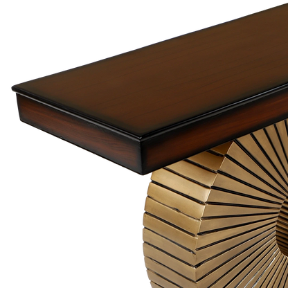 Goldark Solid Wood Console Table in Brown Gold color zoom view