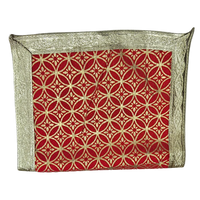 Golden Floral Design Red Velvet Pooja Asan fold view