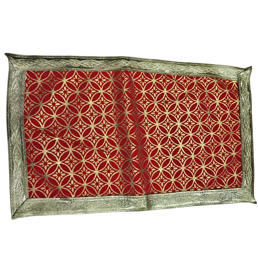 Golden Floral Design Red Velvet Pooja Aasan