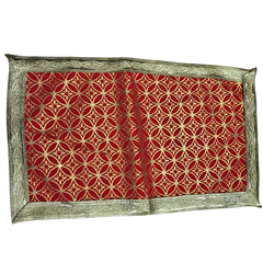 Golden Floral Design Red Velvet Pooja Asan