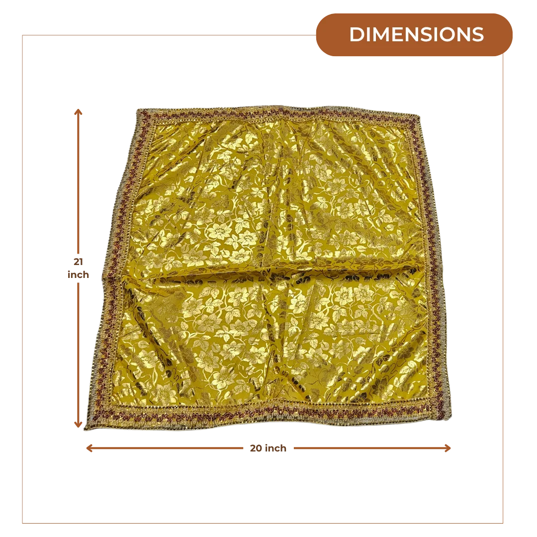 Golden Floral Pooja Aasan with Lace Border dimensions