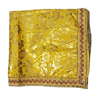 Golden Floral Pooja Aasan with Lace Border fold view