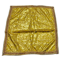 Golden Floral Pooja Aasan with Lace Border top view