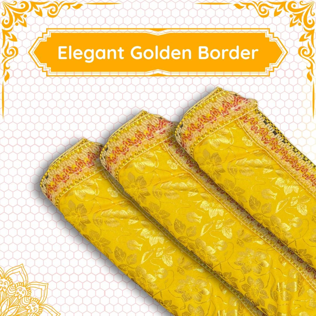  Golden Floral Pooja Aasan with Lace border  view 