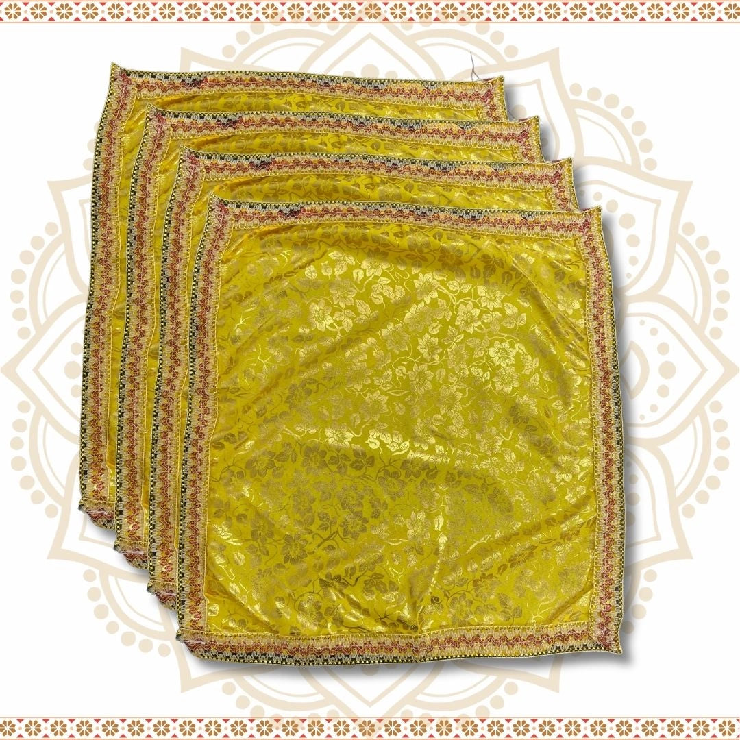  Golden Floral Pooja Aasan with Lace main view