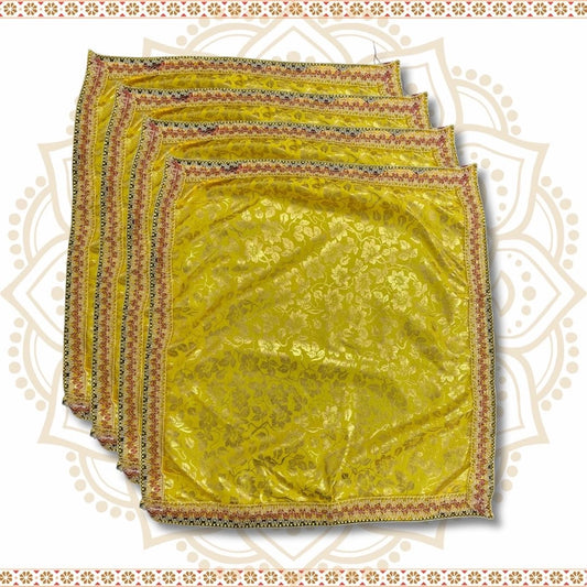  Golden Floral Pooja Aasan with Lace main view