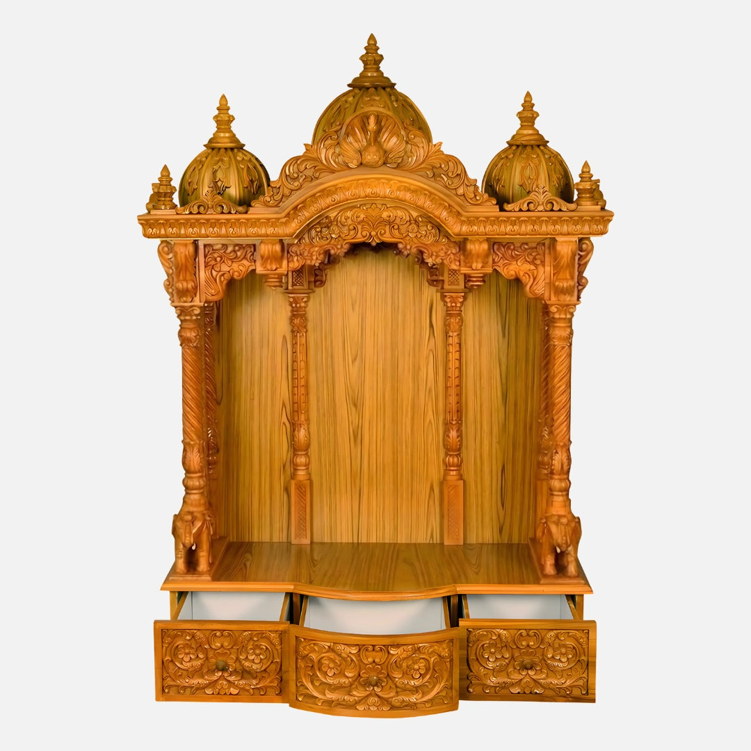 Govindaraja Teak Wood Mandap (Teak) open drawers front view 