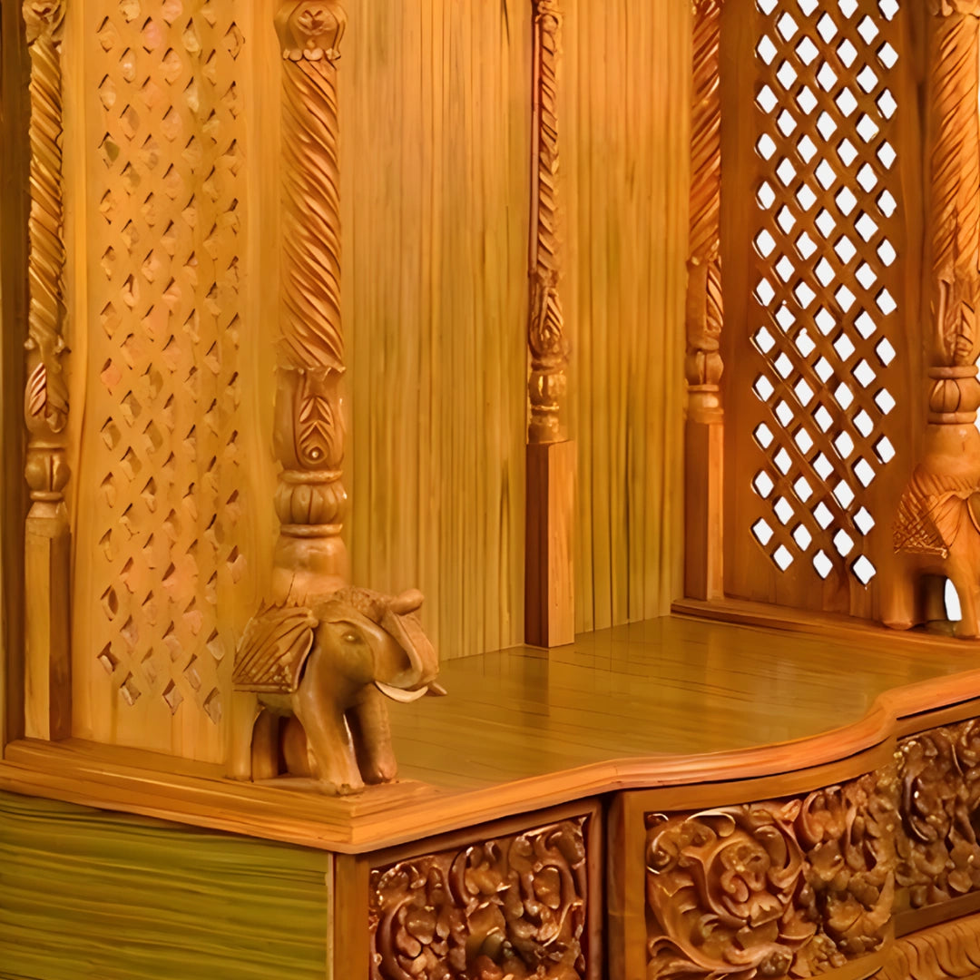 Govindaraja Teak Wood Mandap (Teak) pillars view 