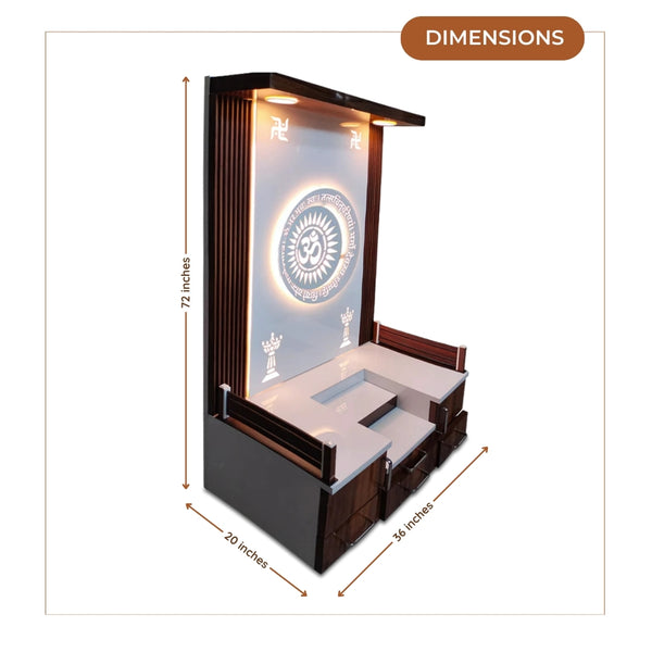 of Hamsika Teak Wood Mandap dimensions (Brown) 