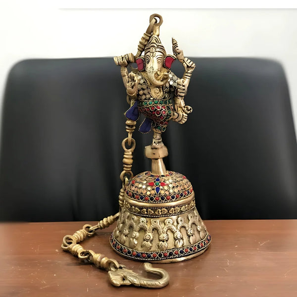 Hanging Ganesha Brass Temple Bell lifestle view
