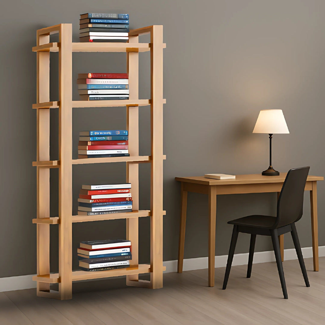 Harbor Teak Wood Book Shelf (Teak) lifestyle view