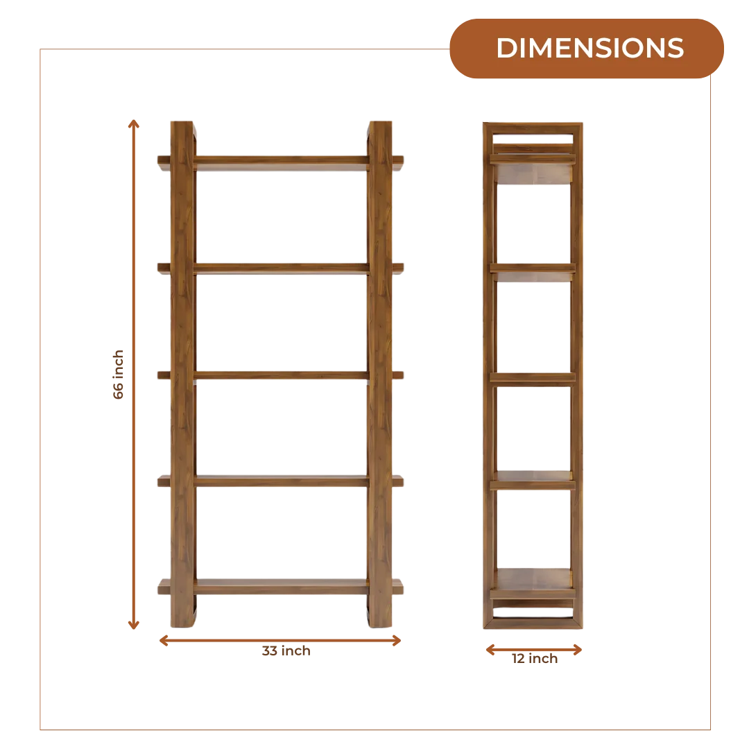 Harbor Wood Book Shelf (Teak) dimensions