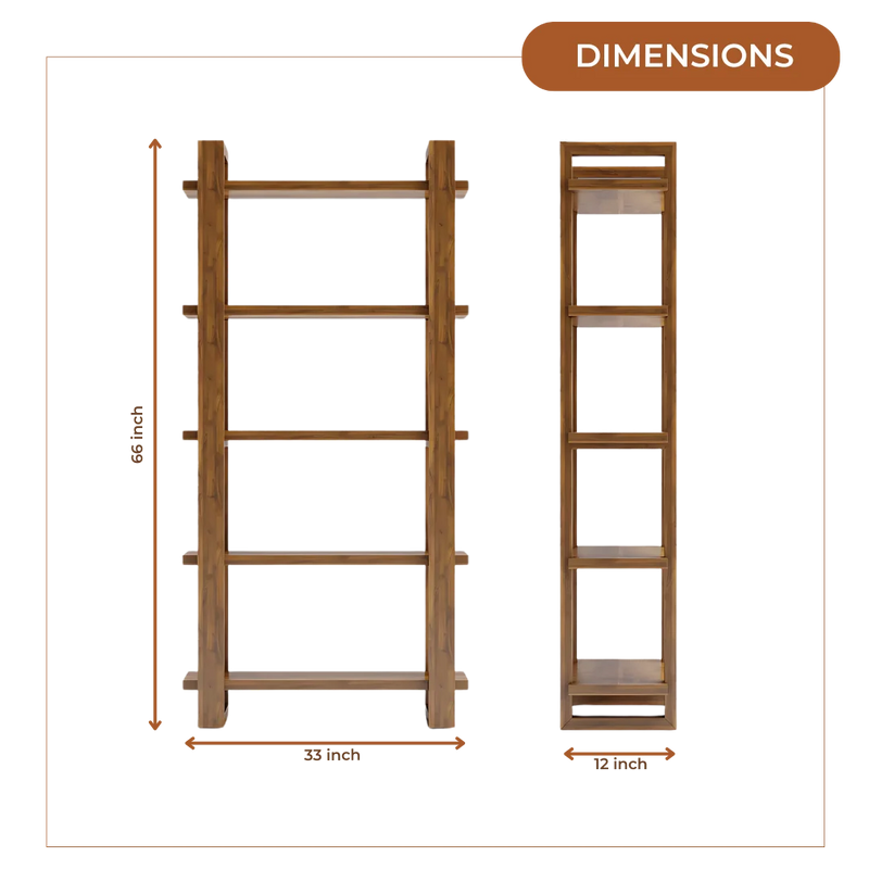 Harbor Wood Book Shelf (Teak) dimensions