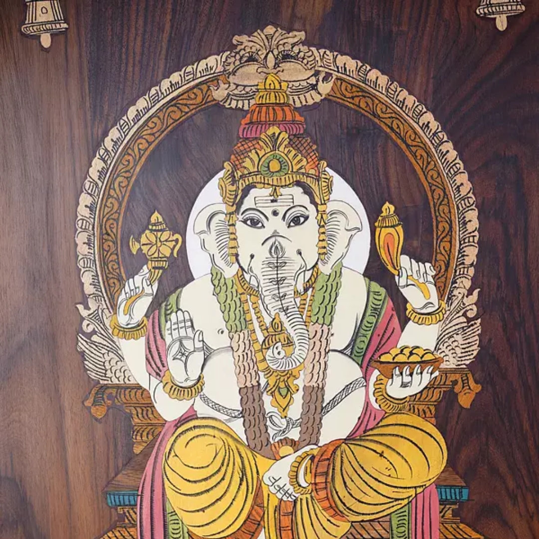 Haridarshan Teak Wood Mandap (Wenge) lord ganesha view 