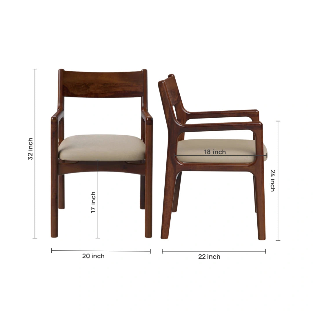 Haven Teak Wood Arm Chairs (Brown)dimensions image 