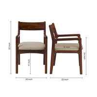 Haven Teak Wood Arm Chairs (Brown)dimensions image 