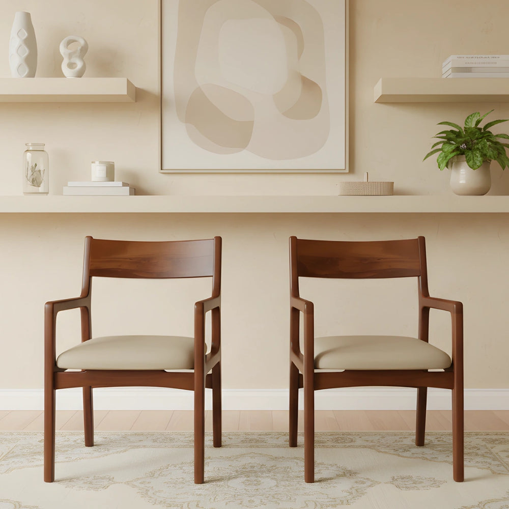 Haven Teak Wood Arm Chairs (Brown) lifestyle image 
