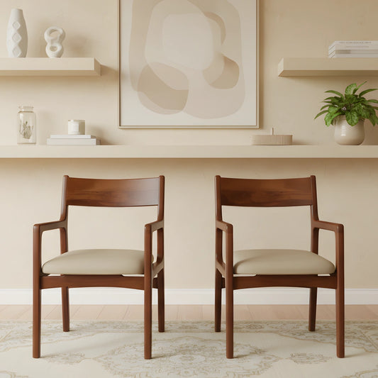 Haven Teak Wood Arm Chairs (Brown) lifestyle image 