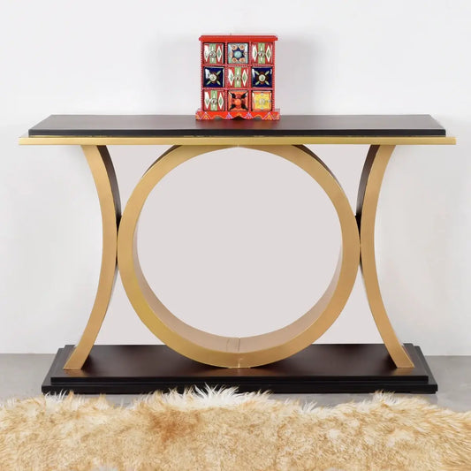 Hele Solid Wood Console Table (Black Gold)