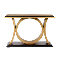 Hele Solid Wood Console Table in Brown Gold color back view