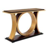 Hele Solid Wood Console Table in Brown Gold color 45° side view