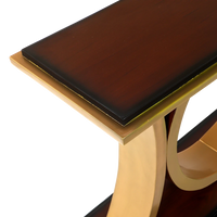 Hele Solid Wood Console Table in Brown Gold color zoom view