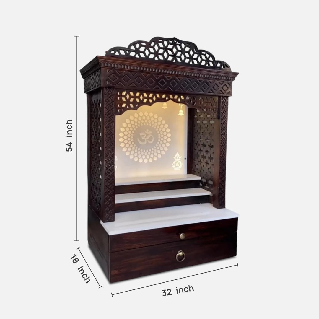 Hemratna Teak Wood Mandap (Brown) dimensions 