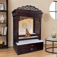 Hemratna Teak Wood Mandap (Brown) front view 