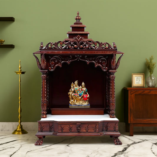 Hiranya Teak Wood Mandir (Brown)  lifestyle view 
