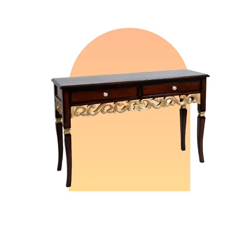 Hotspot Image of Dignify Solid Wood Console Table (Brown Gold)