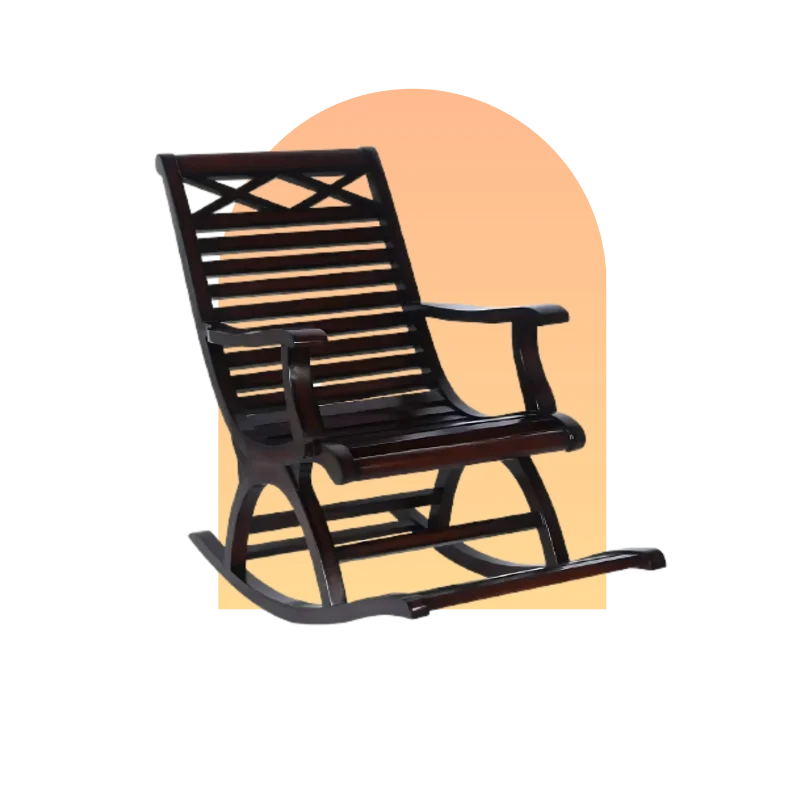 Hotspot Image of Mince Teak Wood Rocking Chair (Brown)