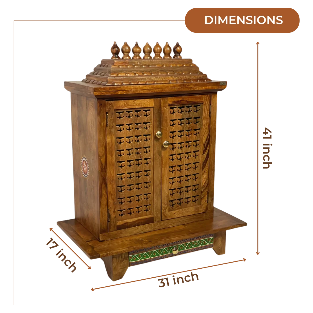 Hotspot image of Varnmaya Sheesham Wood Mandir (Teak) Dimensions