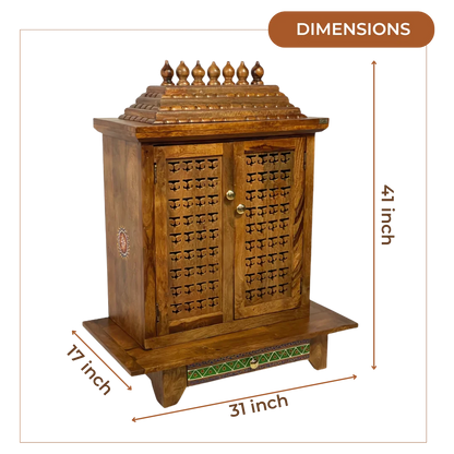  Hotspot image of Varnmaya Sheesham Wood Mandir (Teak) Dimensions