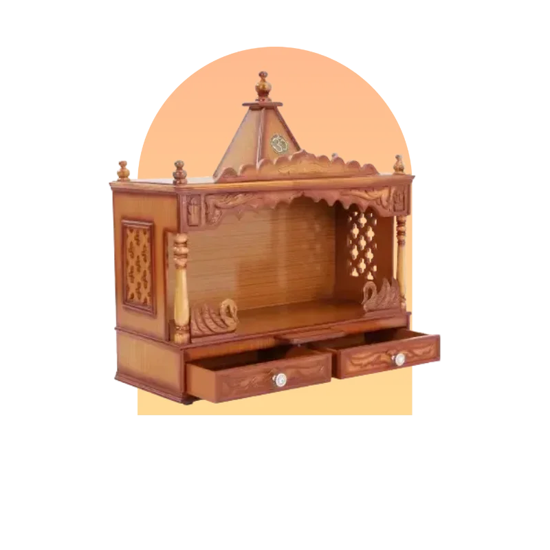 Hotspot of SukhatMan Large Wall Mount Pooja Mandir without Door (Teak)