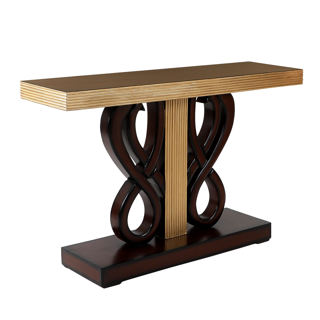 Eleganza Solid Wood Console Table (Brown Gold)