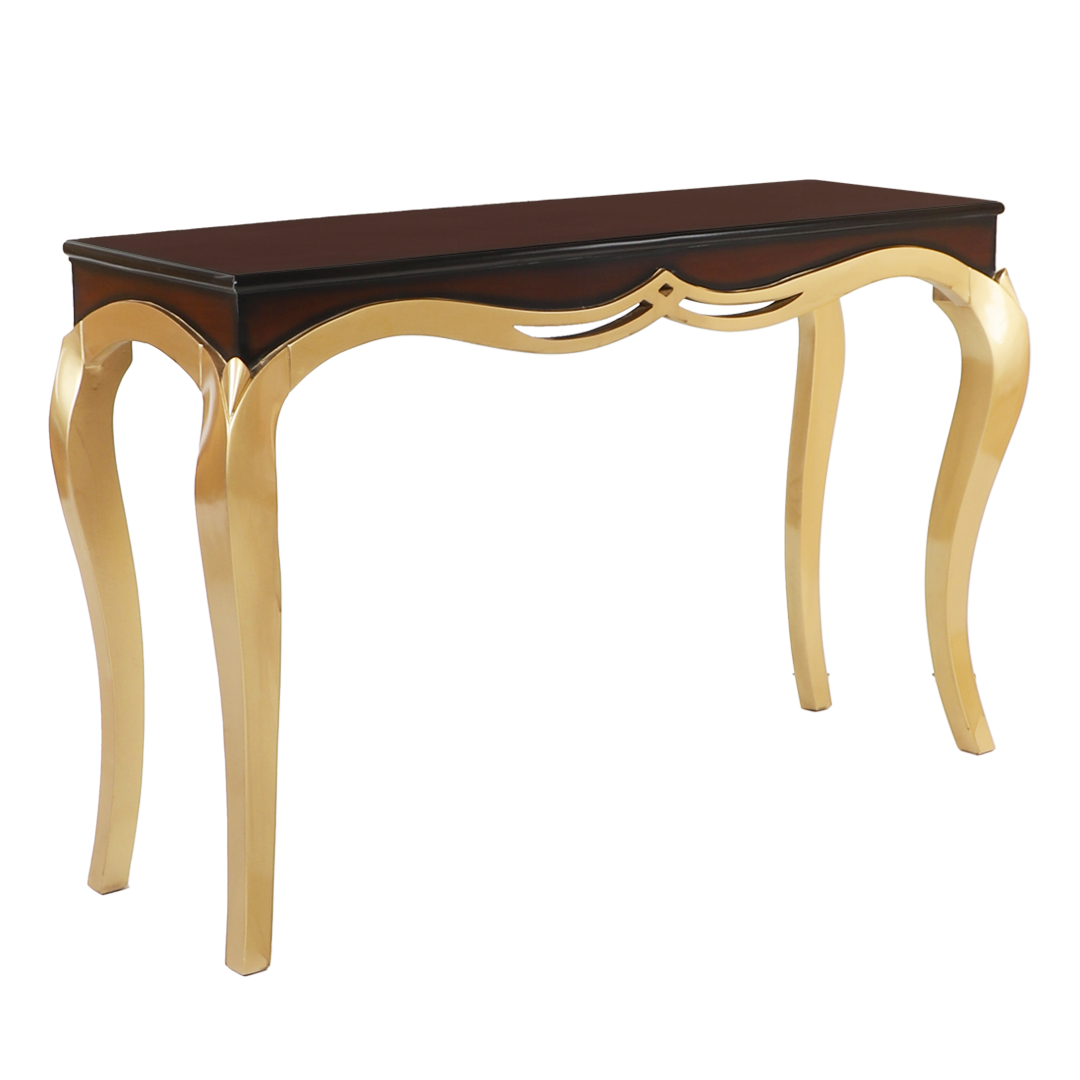 Artoric Solid Wood Console Table (Gold, Brown)