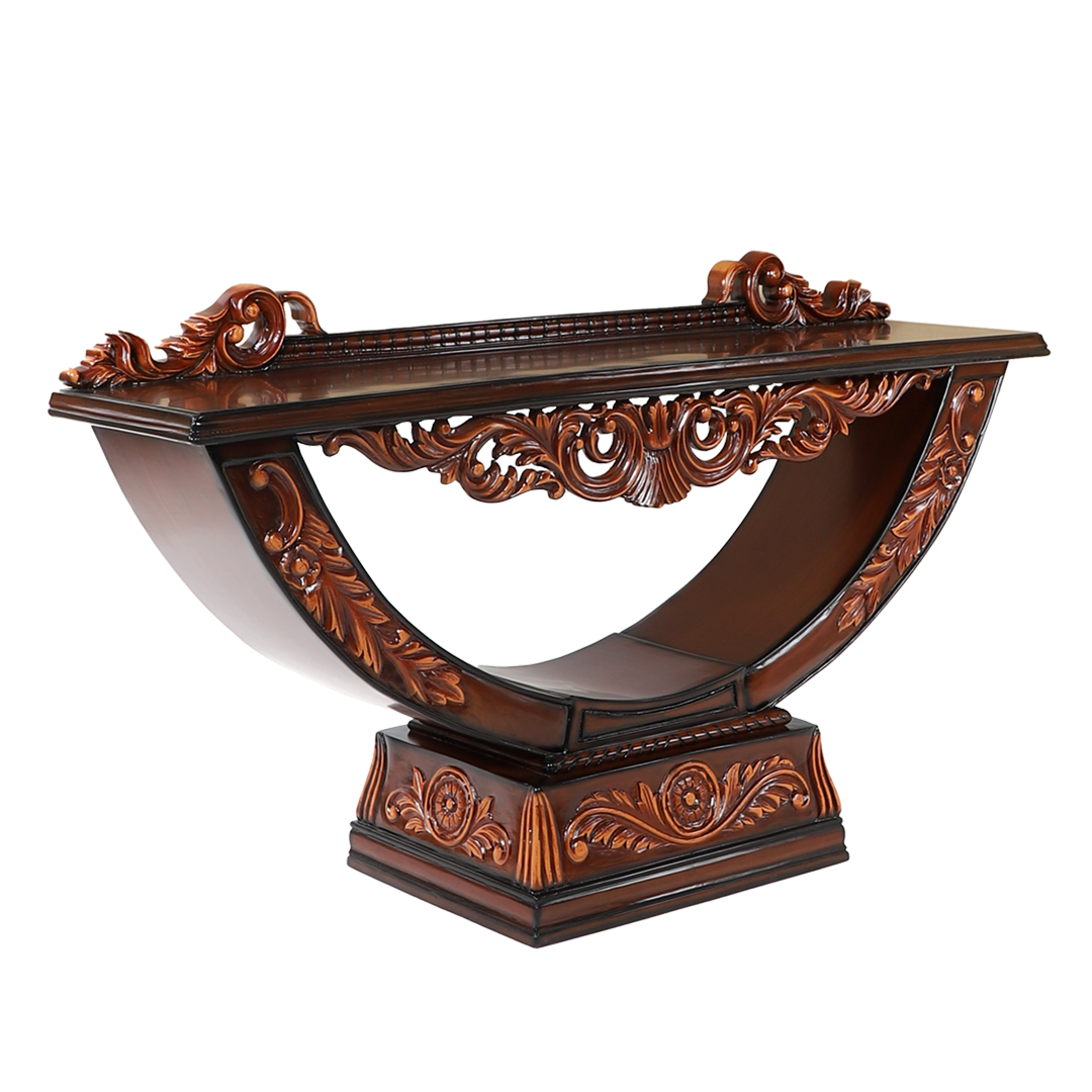 Ohsio Solid Wood Console Table (Brown Gold)