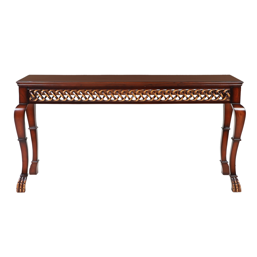 Lustrous Solid Wood Console Table (Brown)