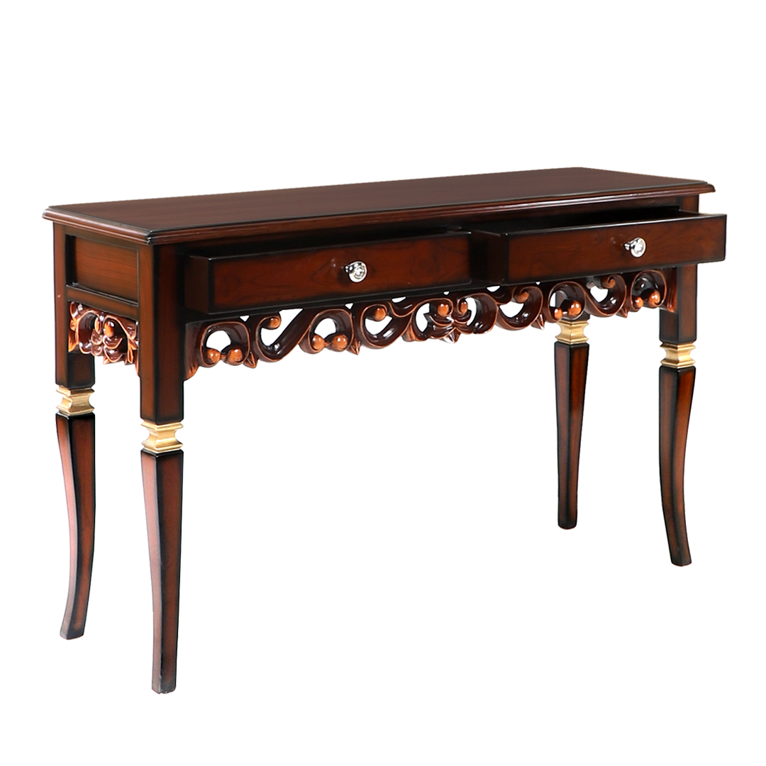 Dignify Solid Wood Console Table (Brown Gold)