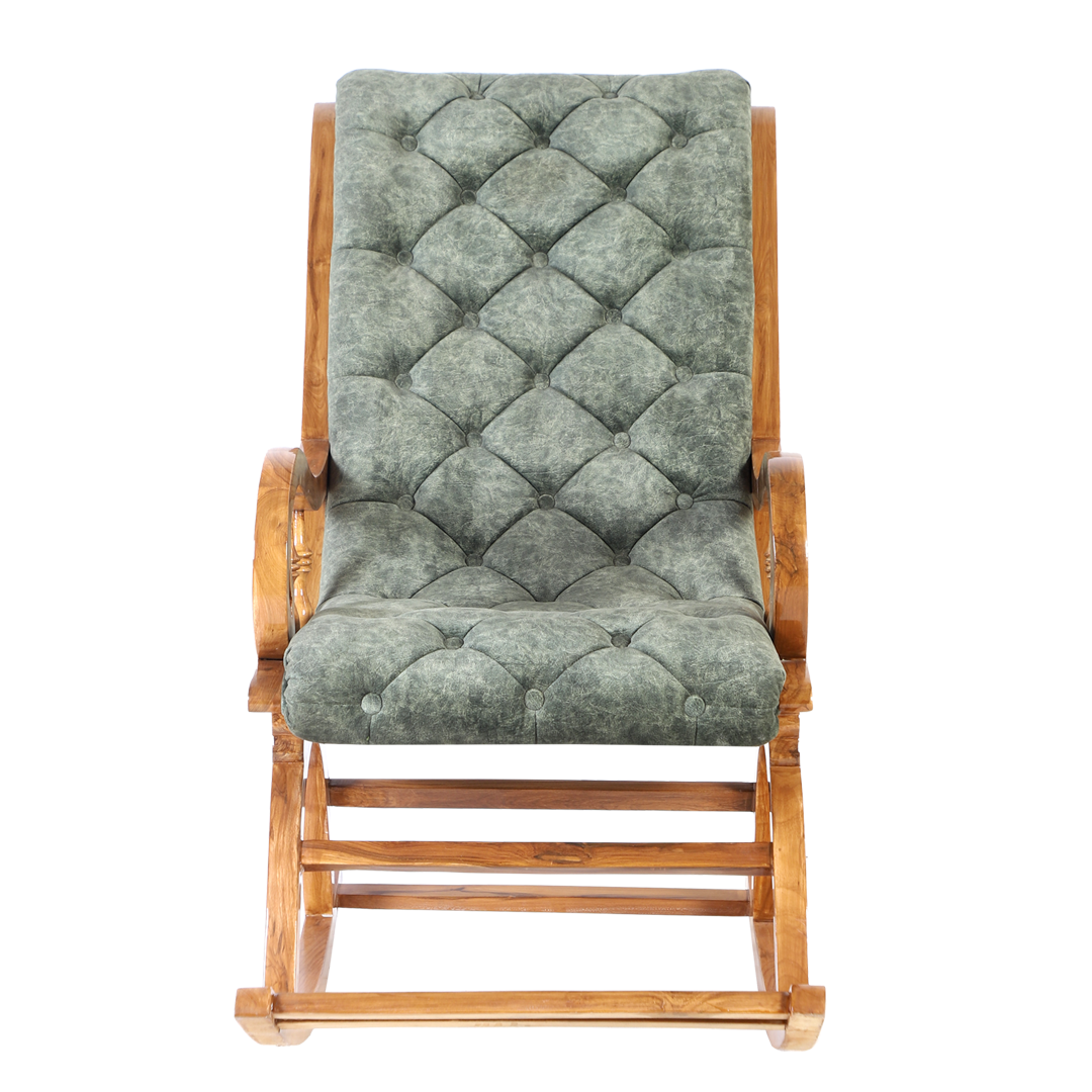 Touffy Fabric Upholstered Rocking Chair (Teak Green)