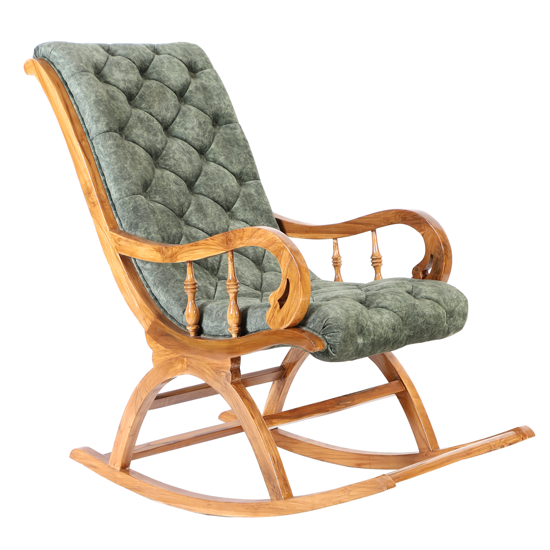 Touffy Fabric Upholstered Rocking Chair (Teak Green)